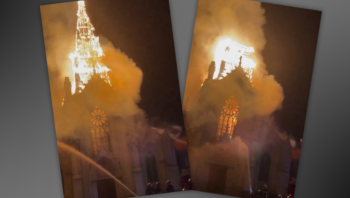 Wieder eine Kirche in Frankreich abgebrannt, Glockenturm
eingestürzt