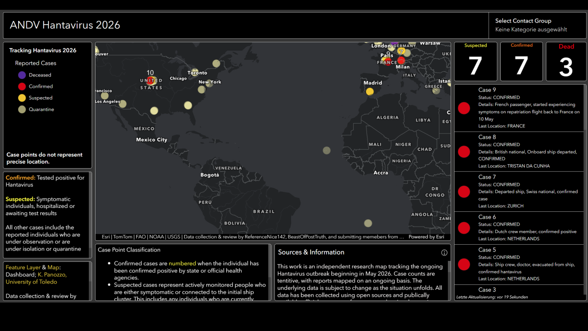 Dashboard des Grauens: eine von vielen Internetseiten, die Panik schüren (Quelle: arcgis.com)